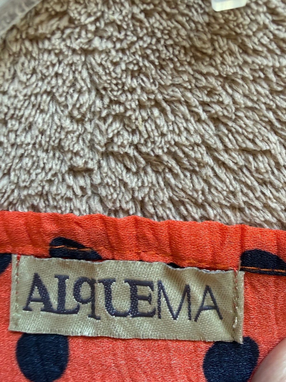 Alquema Smash Pocket Dress Orange Black Polka Dot Crinkle Midi - Picture 8 of 11